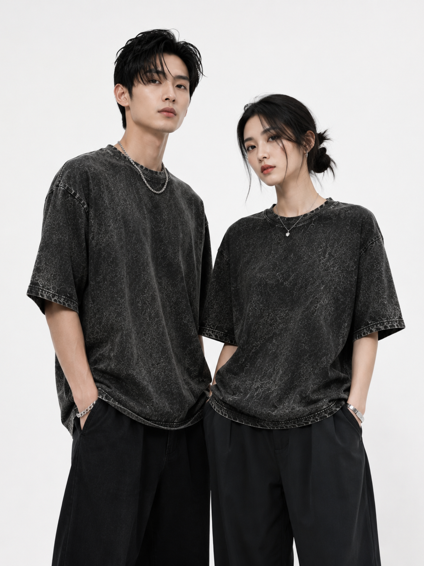 BOTTLE GREEN UNISEX ACID WASHED OVERSIZED TEE