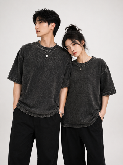 BLACK FADED UNISEX OVERSIZED TEE