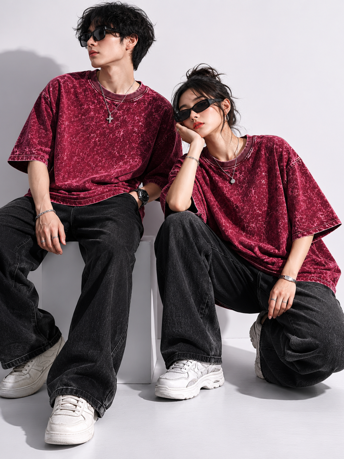 MAROON FADED UNISEX OVERSIZED TEE