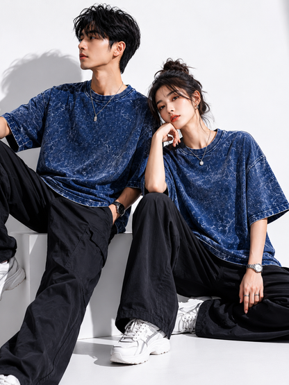 NAVY BLUE FADED UNISEX OVERSIZED TEE
