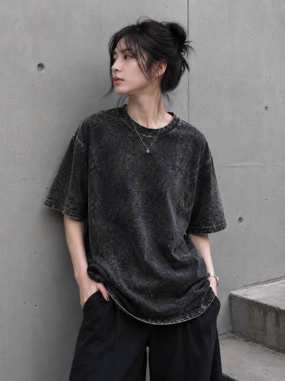 BLACK FADED UNISEX OVERSIZED TEE