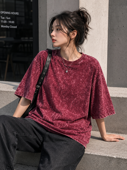 MAROON FADED UNISEX OVERSIZED TEE