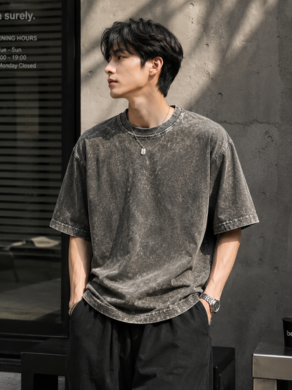 BOTTLE GREEN UNISEX ACID WASHED OVERSIZED TEE