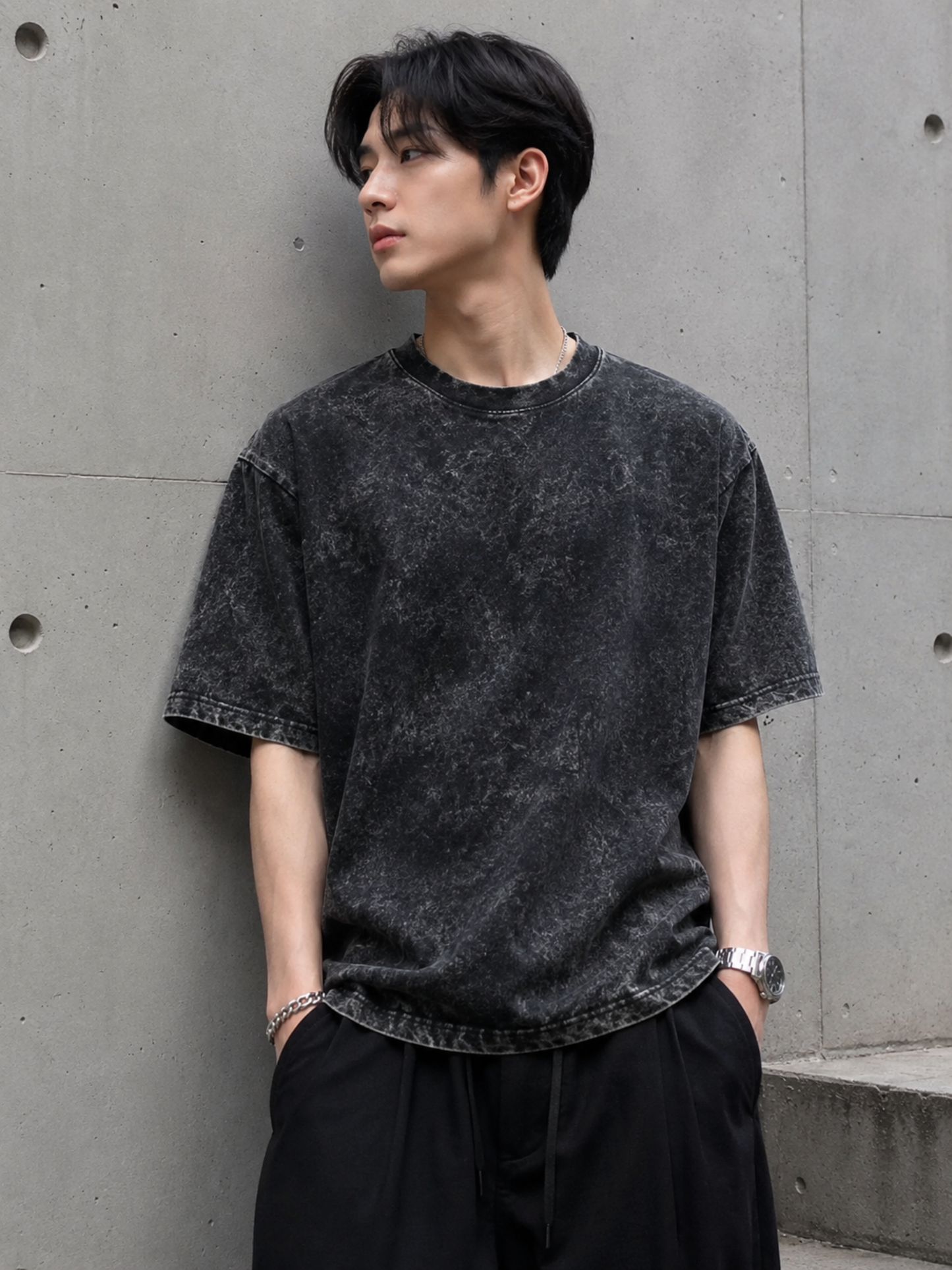 BLACK FADED UNISEX OVERSIZED TEE