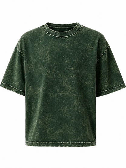 OLIVE GREEN UNISEX ACID WASHED OVERSIZED TEE