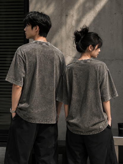 BOTTLE GREEN UNISEX ACID WASHED OVERSIZED TEE