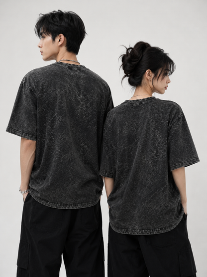 BLACK FADED UNISEX OVERSIZED TEE
