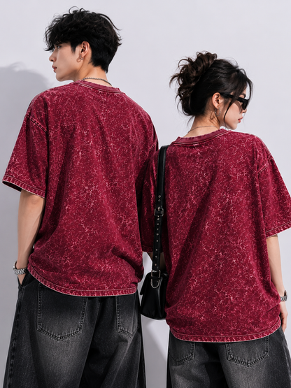 MAROON FADED UNISEX OVERSIZED TEE
