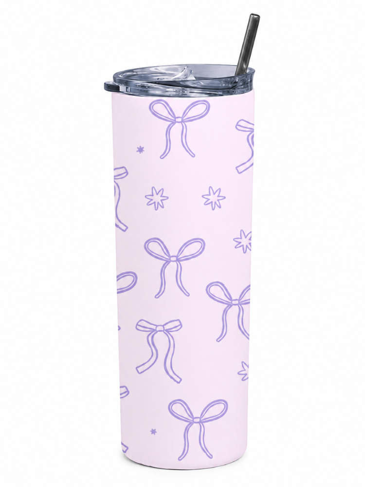 LAVENDER RIBBON STAINLESS STEEL TUMBLER (20oz)