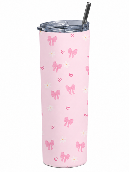 PINK BOW STAINLESS STEEL TUMBLER (20oz)