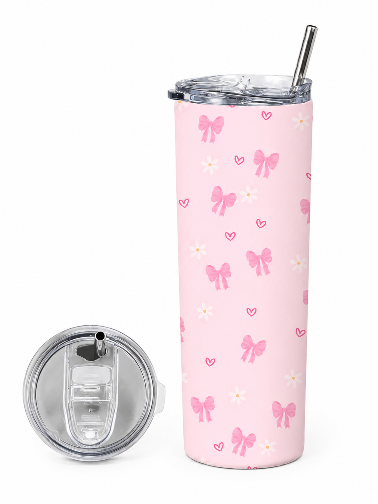 PINK BOW STAINLESS STEEL TUMBLER (20oz)