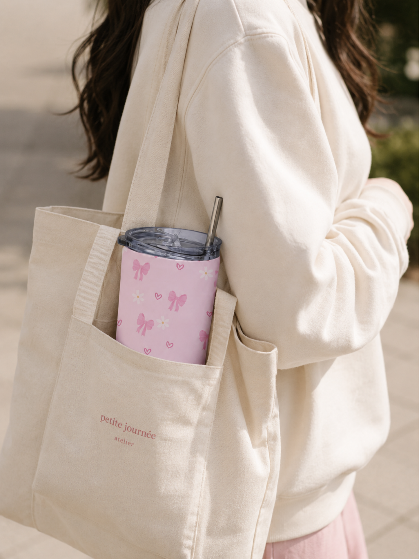 PINK BOW STAINLESS STEEL TUMBLER (20oz)