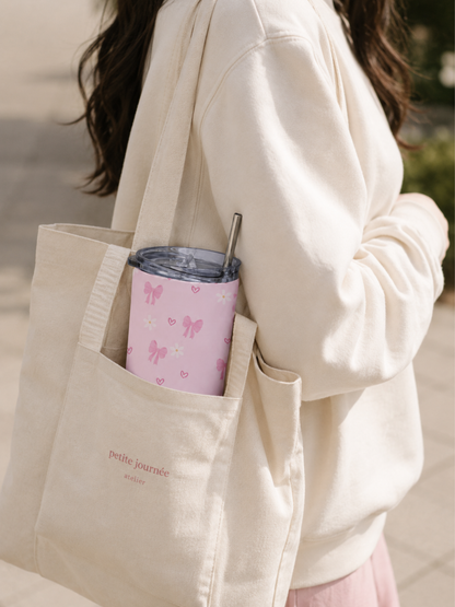 PINK BOW STAINLESS STEEL TUMBLER (20oz)