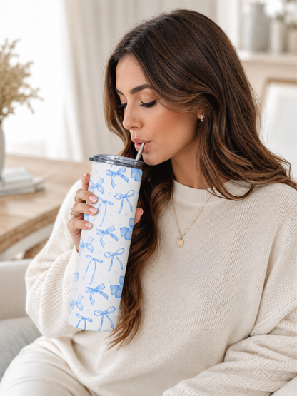 BLUE BOW STAINLESS STEEL TUMBLER (20oz)