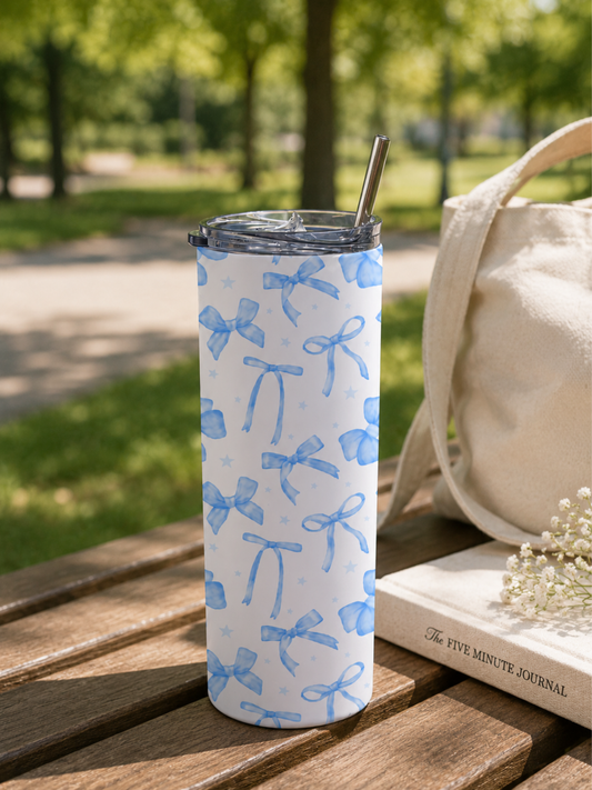 BLUE BOW STAINLESS STEEL TUMBLER (20oz)