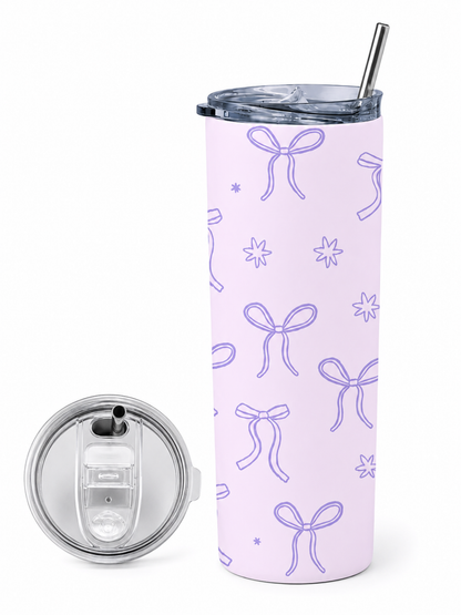 LAVENDER RIBBON STAINLESS STEEL TUMBLER (20oz)