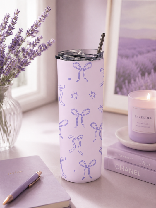 LAVENDER RIBBON STAINLESS STEEL TUMBLER (20oz)